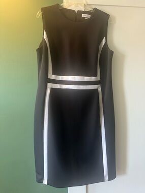 Calvin Klein Black Mini Sheath Dress with White Trim